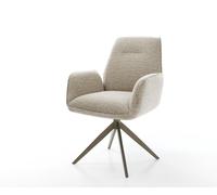 Chaise-pivotante Zoa-Flex tissu tissé doux beige pied croisé large aspect titane pivotement sur 360° fonction bascule ressorts ensachés