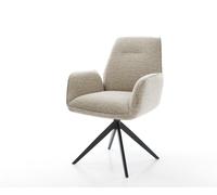 Chaise-pivotante Zoa-Flex tissu tissé doux beige pied croisé large noir pivotement sur 360° fonction bascule ressorts ensachés