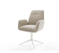 Chaise-pivotante Zoa-Flex tissu tissé doux beige pied de chaise 4 branches blanc pivotement sur 360° fonction bascule resorts ensachés