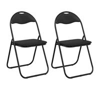 Chaise Pliable 2 Pieces Cuir Synthetique Noir 48 x 43,5 x 81 cm | Utilisation polyvalente, salle à manger, salon, pièce multi-usage, style moderne, nettoyage facile au chiffon doux