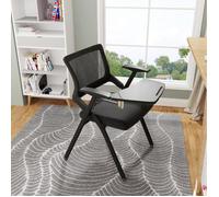 Chaise pliante avec bureau-Chaise de conférence, chaise de conférence à dossier en maille, chaise empilable avec porte-XJING