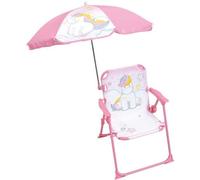 Chaise Pliante Camping Enfant Licorne avec Parasol, H38.5 x L38.5 x P37.5 cm, Parasol Ø 65 cm