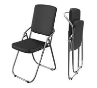 Chaise pliante confortable en métal et cuir noir - VIVOLILV - L 46 x P 52 x H 85 cm - Poids jusqu'à 200 kg