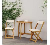 Chaise pliante de jardin en acacia 2 pièces, chaise bistro blanc crème 40x53x80 cm avec dossier ergonomique