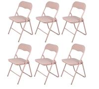 Chaise Pliante - DECONATION - Lot de 6 - Tissu Gaufré - Acier - Rose