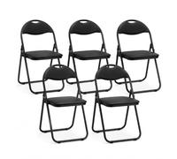 Chaise Pliante en Acier rembourrée, Similicuir, Noire,Black 5 Pack | Chaise pliante Paris, structure en métal, revêtement en similicuir, charge maximale de 150 kg