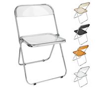 Chaise pliante en acrylique transparent, chaise pliante empilable en cristal, chaise longue, structure chromée, pour banquet, conférence, fête noir