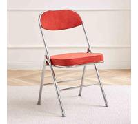 Chaise pliante légère et portable rembourrée, tabouret de salle à manger et siège de bureau, design peu encombrant pour la maison et la salle de réunion (rouge et argent)