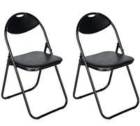 Chaise Pliante Paris rembourrée Similicuir, Blanche 1 unité(2 X Chair,Black)