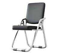 Chaise Pliante Portable en métal avec siège et Dossier rembourrés en Cuir, Chaise de Salle à Manger Confortable pour Bureau, Salle de conférence (Noir 75 cm)