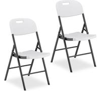 Chaise pliante Relaxdays, lot de 2 chaises de jardin pour terrasse et balcon, charge maximale de 150 kg, résistante aux intempéries, pliable, chaise de balcon, noir/blanc