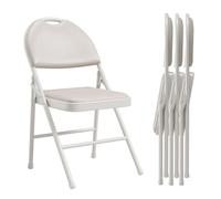 Chaise pliante rembourrée confortable pour salle à manger - Structure en métal résistante, Adaptée cuisine, bureau, Lot de 4, beige