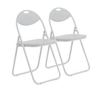 Chaise pliante rembourrée - pour le bureau - entièrement blanche - lot de 2