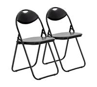Chaise pliante rembourrée - pour le bureau - entièrement noire - lot de 2