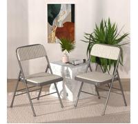 Chaise Pliante Robuste en Tissu et Métal - PIPIPOXER - Lot de 2 - Gris - Bureau - 200 kg