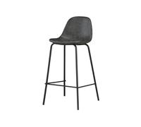 Chaise pour îlot central 65 cm en cuir synthétique gris/noir - Henrik - Maison Pavane