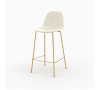 Chaise pour îlot central en cuir synthétique blanc 65 cm, pieds dorés - Henrik - Maison Pavane