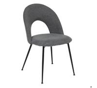 Atmosphera Chaise Raven - Tissu gris chiné, pied métal noir H 81 cm