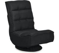 Chaise de Salon Pliable COSTWAY - Dossier Haut Réglable en 5 Positions - Tissu de Lin - Base Pivotante à 360°