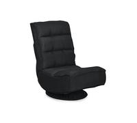Chaise Relax Pliable et Réglable Noir en 5 Positions Pivotant 360 Degrés Rembourrée Confortable Idéale pour Lire, Regarder la TV