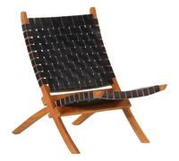 vidaXL Chaise de relaxation pliable noir cuir véritable