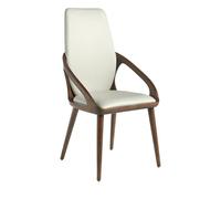 Chaise rembourrée - ANGEL CERDA - Simili cuir et pieds bois de frêne - Gris - L 52 x P 62 x H 100 cm