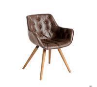 Chaise rembourrée - ANGEL CERDA - Simili cuir et pieds bois de frêne - Marron - L 65 x P 46 x H 78 cm