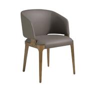Chaise rembourrée - ANGEL CERDA - Simili éco-cuir et pieds bois de frêne - Gris - L 57 x P 58 x H 76 cm