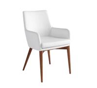 Chaise rembourrée - ANGEL CERDA - Simili et pieds bois de frêne - Blanc - L 57 x P 64 x H 88 cm