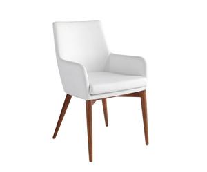 Chaise rembourrée - ANGEL CERDA - Simili et pieds bois de frêne - Blanc - L 57 x P 64 x H 88 cm
