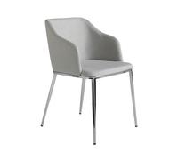 Chaise rembourrée - ANGEL CERDA - Tissu et pieds acier chromé - Gris - L 51 x P 56 x H 79 cm