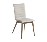 Chaise rembourrée - ANGEL CERDA - Tissu et pieds bois de frêne - Marron - L 49 x P 56 x H 90 cm