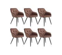 tectake® Lot de 6 Chaises de Salle à Manger rembourrées Modernes Chaise Velours satiné Fauteuil Salon Design Scandinave Pieds en Acier Chaise pour Coiffeuse, Chambre, Coiffeuse, Salon, Dressing