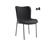 Chaise rembourrée forme ergonomique avec dossier haut Lot de 4 Tissu noir/noir