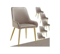 Chaise - TECTAKE - Lot de 6 fauteuils AVANE aspect velours rembourré au style scandinave ergonomique, 52 x 61 x 89 cm - Taupe