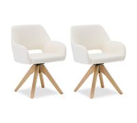 Chaise rembourrée tissu teddy blanc - 2 pièces