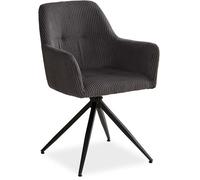 Chaise rembourrée Velours côtelé gris | unité | pivotant | avec accoudoirs | Cuisine Salle à manger Bureau