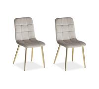 Chaise rembourrée Velours crème | Lot de 2 | pieds dorés | sans accoudoirs | Cuisine Salle à manger Bureau