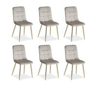 Chaise rembourrée Velours crème | Lot de 6 | pieds dorés | sans accoudoirs | Cuisine Salle à manger Bureau