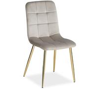 Homestyle4u Chaise salle à manger Design Moderne – Velours crème rembourrée, pieds dorés