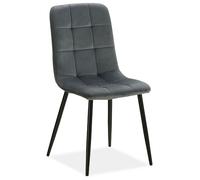 Homestyle4u Chaise Salle à Manger Design moderne rembourrée velours gris, pieds métal noir