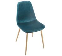 Chaise ""Roka"" velours bleu canard - Atmosphera Créateur d'intérieur
