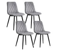 Chaise salle à manger/cuisine/salon, velours matelassé, pieds métal, lot