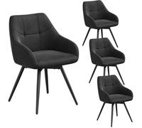Chaise salle à manger pivotante WOLTU - Pivotante à 360° - Lot de 4 - Velours Noir - Pieds métalliques croisés