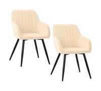 Chaise salle à manger rembourrée velours, piétement métal, lot de 2