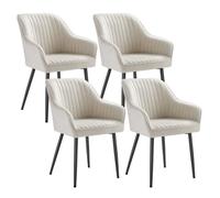 Chaise Salle à Manger - SONGMICS - Lot de 4 - Fauteuil en Velours - Blanc