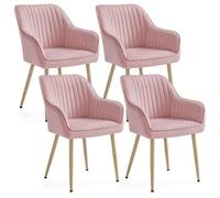Chaise Salle à Manger - SONGMICS - Lot de 4 - Velours - Rose Bonbon et Doré Clair