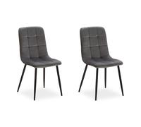 Chaise Salle à Manger Velours 2 Chaises de Cuisine Gris Rembourrée Homestyle4u