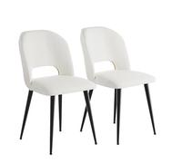 Chaise salle à manger - VIVOLILV - Lot de 2 chaises style scandinave - Siège en Tissu blanc - Pieds en Métal