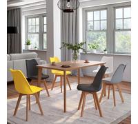 IDMarket – Lot de 6 chaises Sara Mix Color scandinaves – gris clair, blanc, gris foncé x2, jaune x2